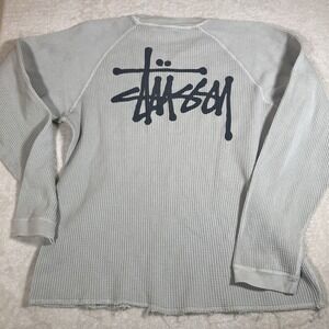 Stussy Basic Thermal Raglan Thick Long Sleeve Waffle Large Light Grey *threads